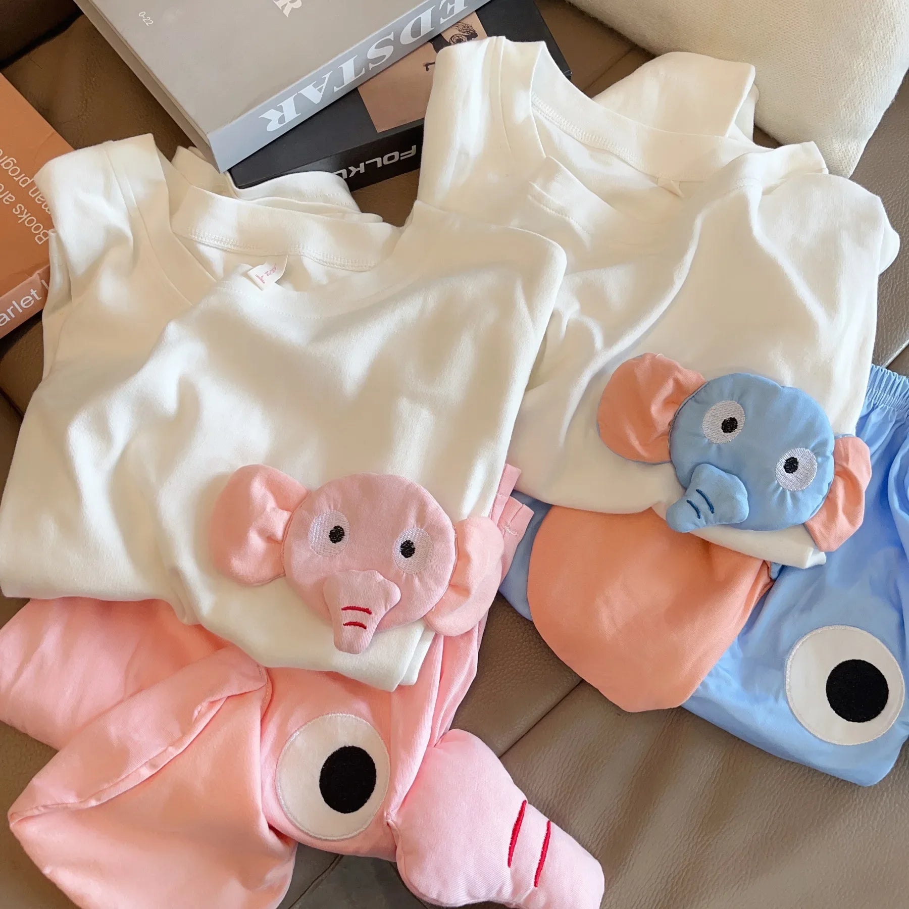 Matching Elephant Couple Pajama Set – Cute 3D Cartoon Loungewear for Lovers