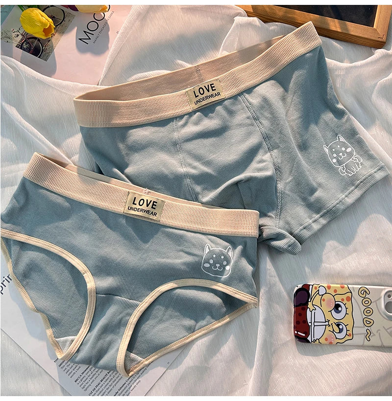 Cute Couple Underwear Set – Matching Cat Print Boxer & Briefs for Lovers