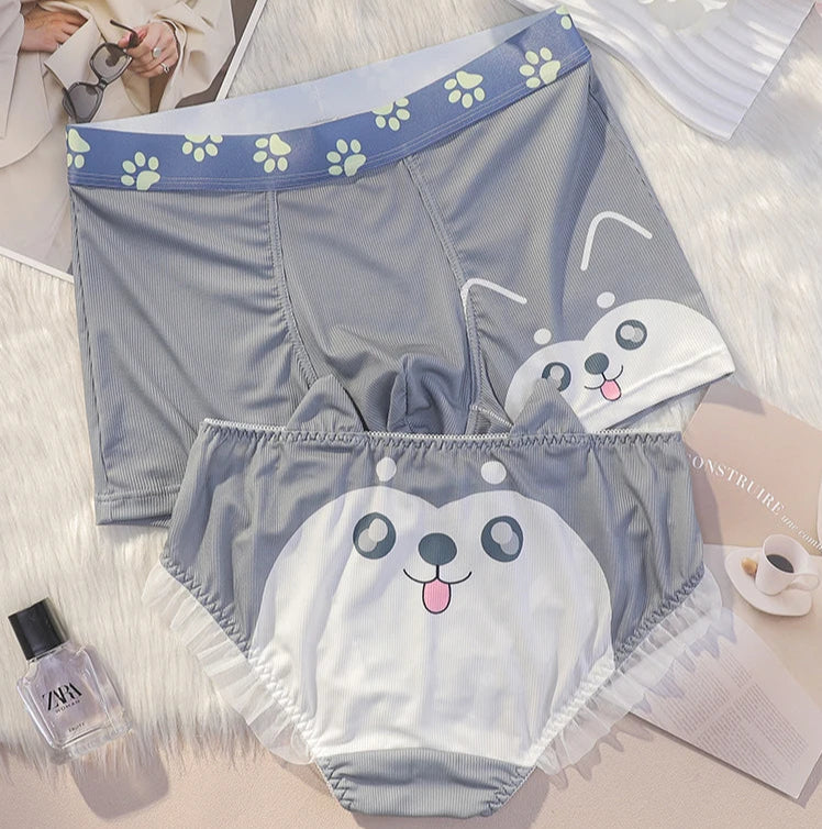 Couple Matching Underwear Set – Playful Animal Face Design & Coordinated Style