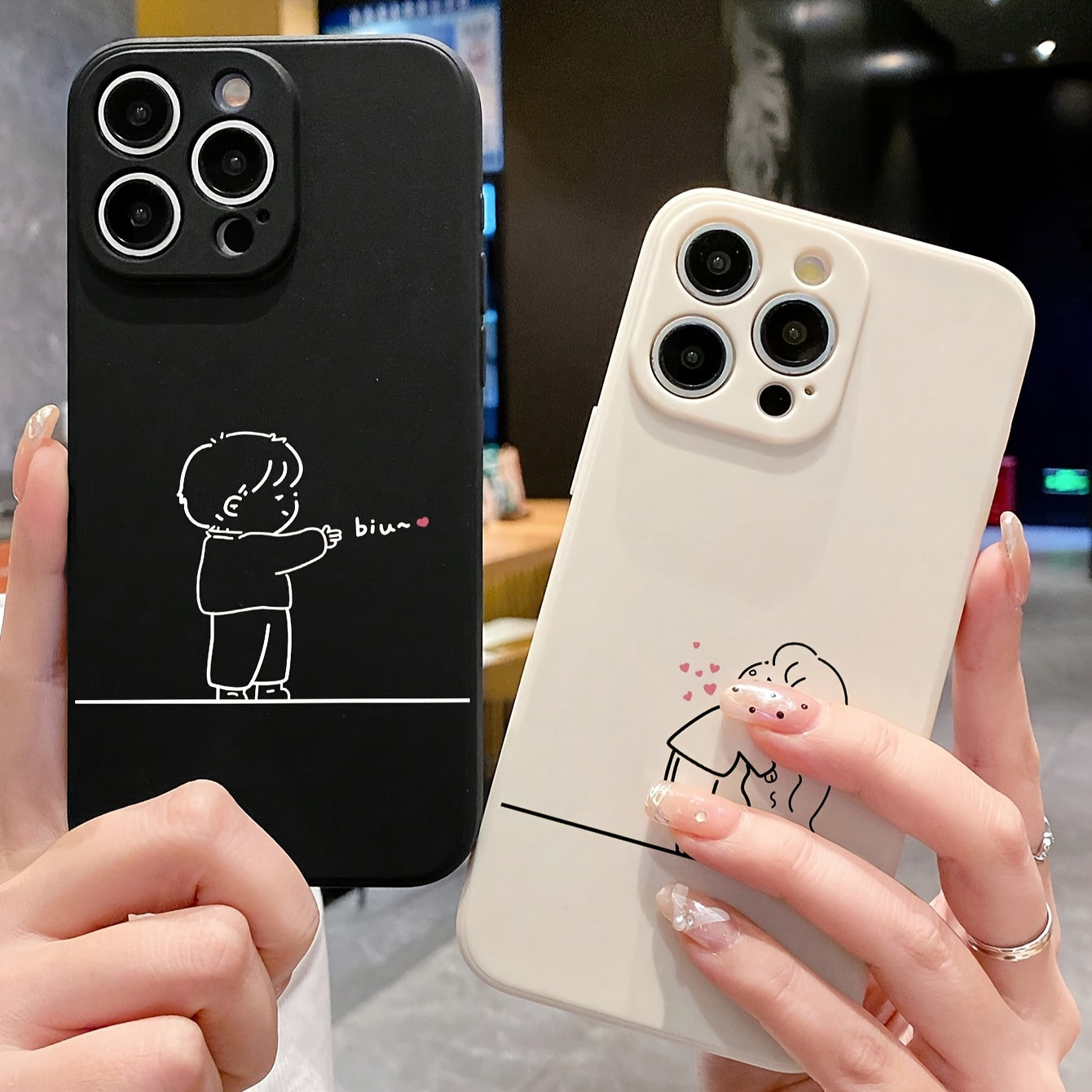 Couple Matching Phone Cases – Cute Minimalist Love Design for iPhone