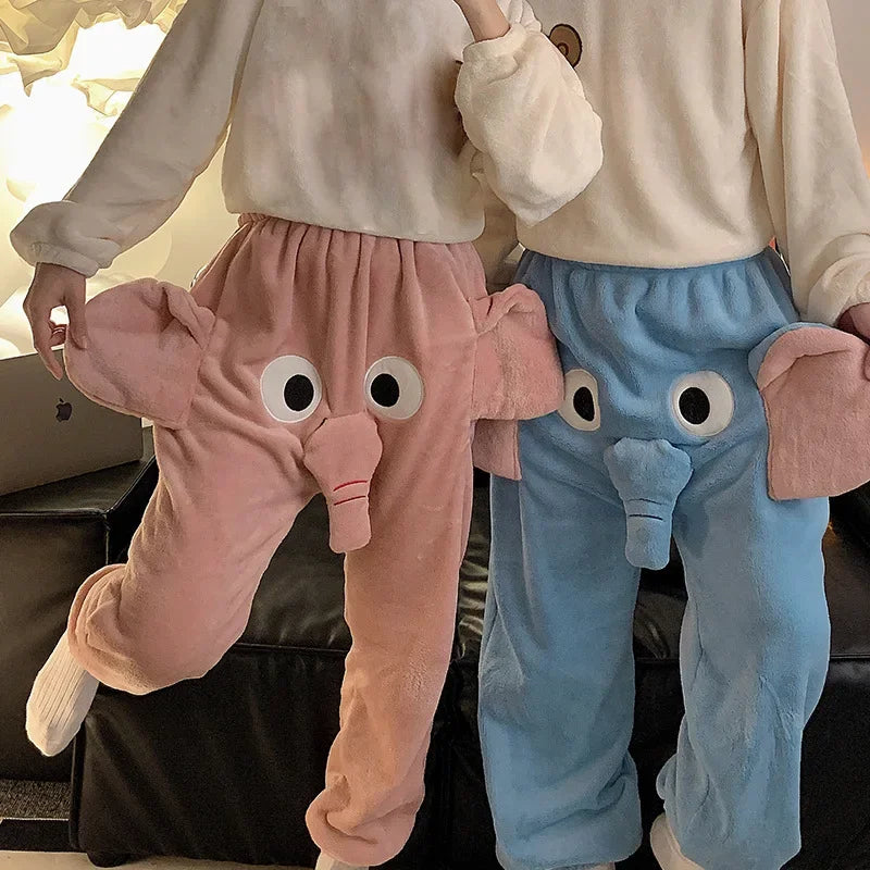 Elephant Plush Pajama Pants – Funny Animal Loungewear for Couples or Sleepovers
