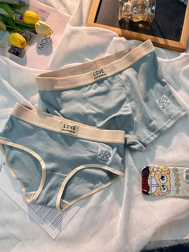 Cute Couple Underwear Set – Matching Cat Print Boxer & Briefs for Lovers