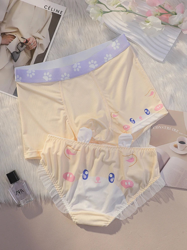 Couple Matching Underwear Set – Playful Animal Face Design & Coordinated Style