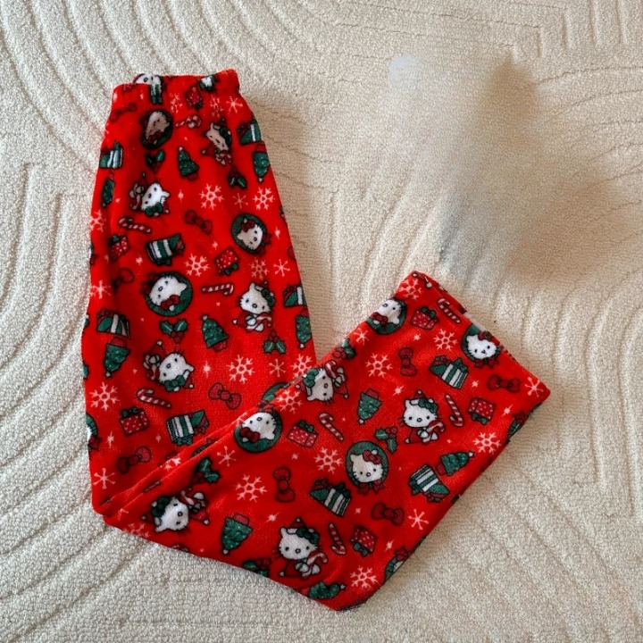 Hello Kitty Plush Pajama Pants – Cozy Cartoon Lounge Bottoms for Women&Men