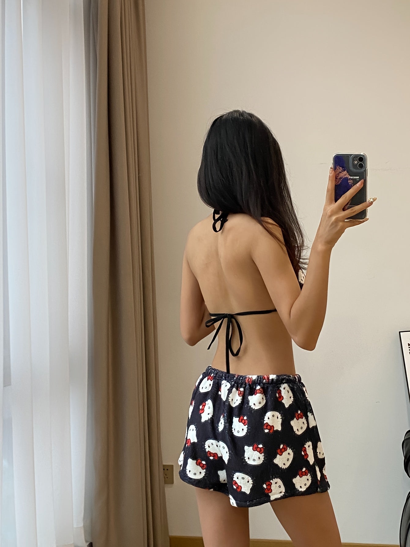 Hello Kitty Fleece Pajama Set – Soft & Cute Triangle Top and Shorts Sleepwear