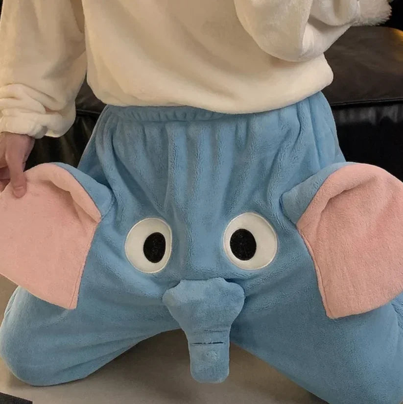 Elephant Plush Pajama Pants – Funny Animal Loungewear for Couples or Sleepovers
