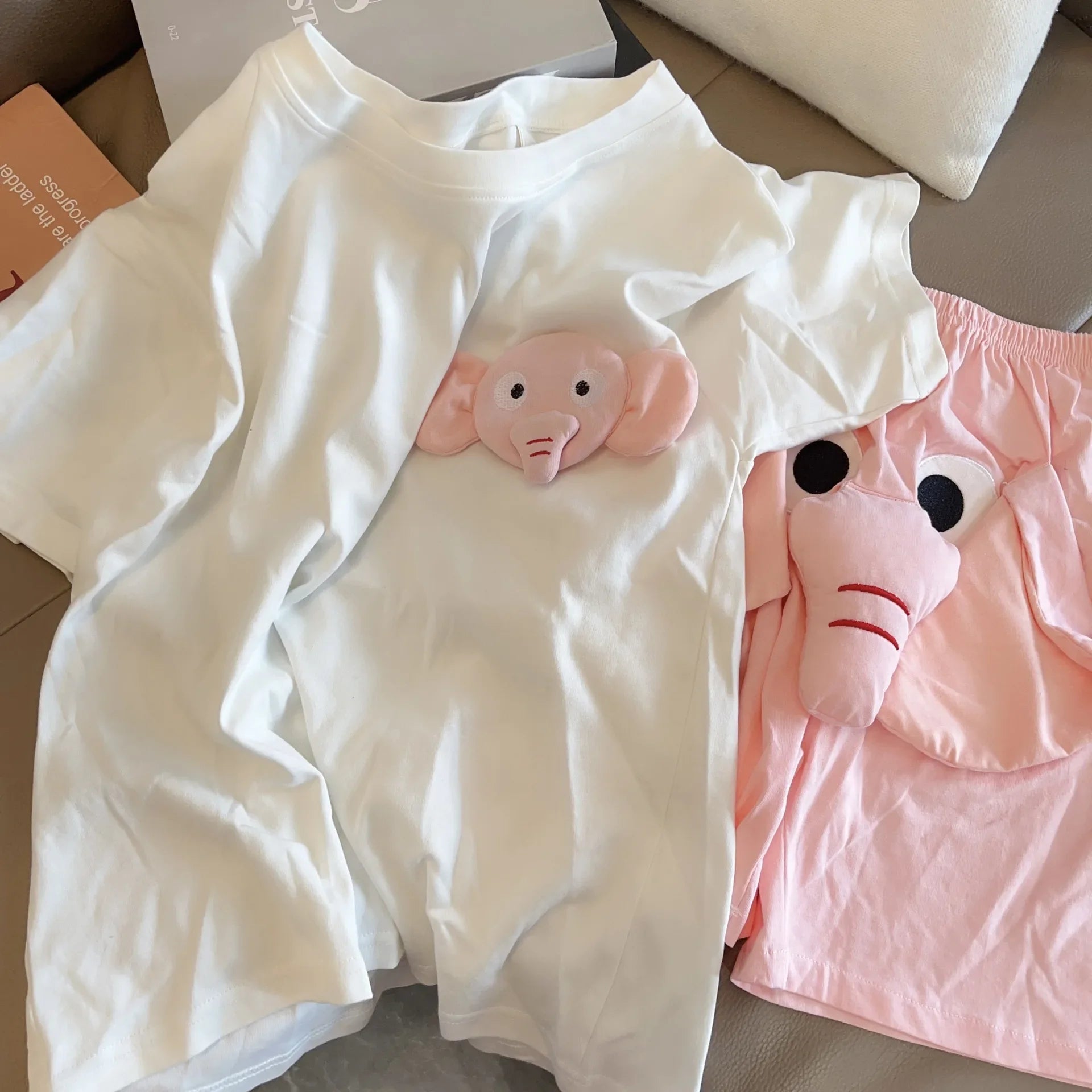 Matching Elephant Couple Pajama Set – Cute 3D Cartoon Loungewear for Lovers