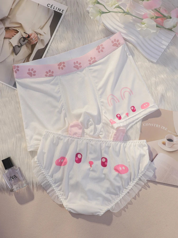 Couple Matching Underwear Set – Playful Animal Face Design & Coordinated Style