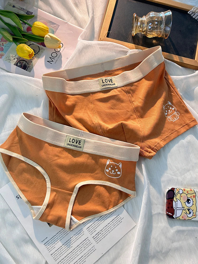 Cute Couple Underwear Set – Matching Cat Print Boxer & Briefs for Lovers