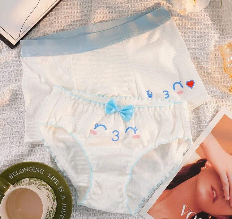 Couple Matching Underwear Set, Animal Face Design & Coordinated Comfort