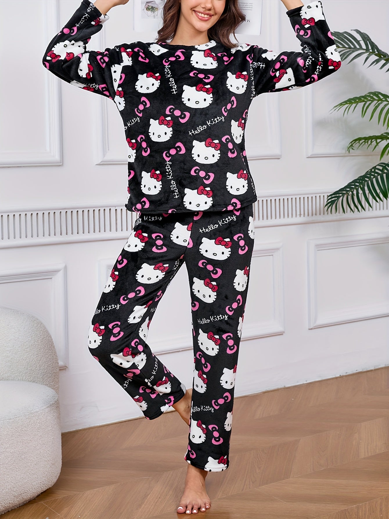 Hello Kitty Loungewear Set – Cozy Cartoon Pajamas for Women