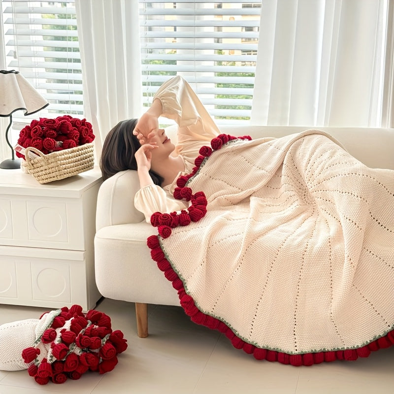 Romantic Rose Bouquet Blanket – Handmade Love Gift for Couples & Valentines