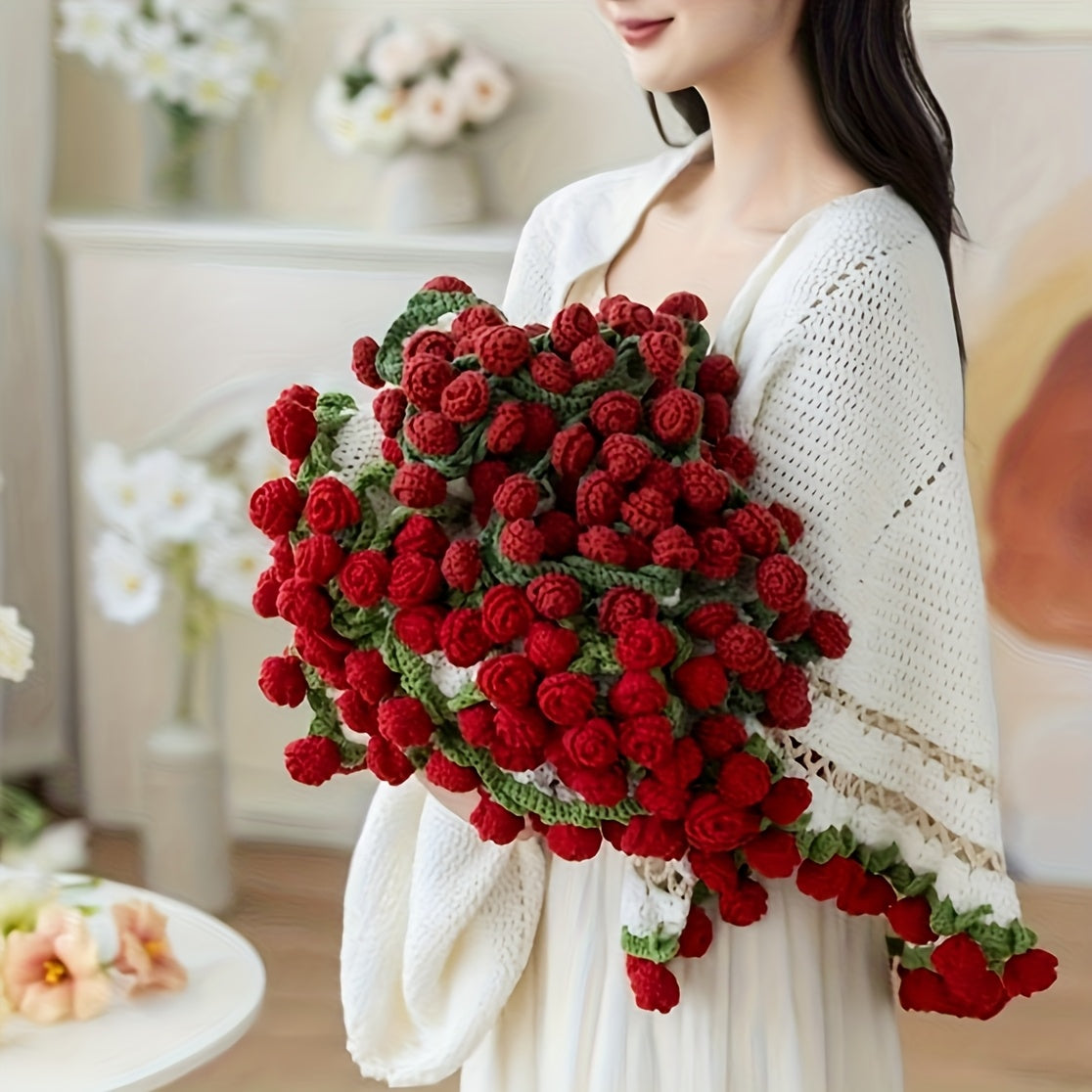 Romantic Rose Bouquet Blanket – Handmade Love Gift for Couples & Valentines