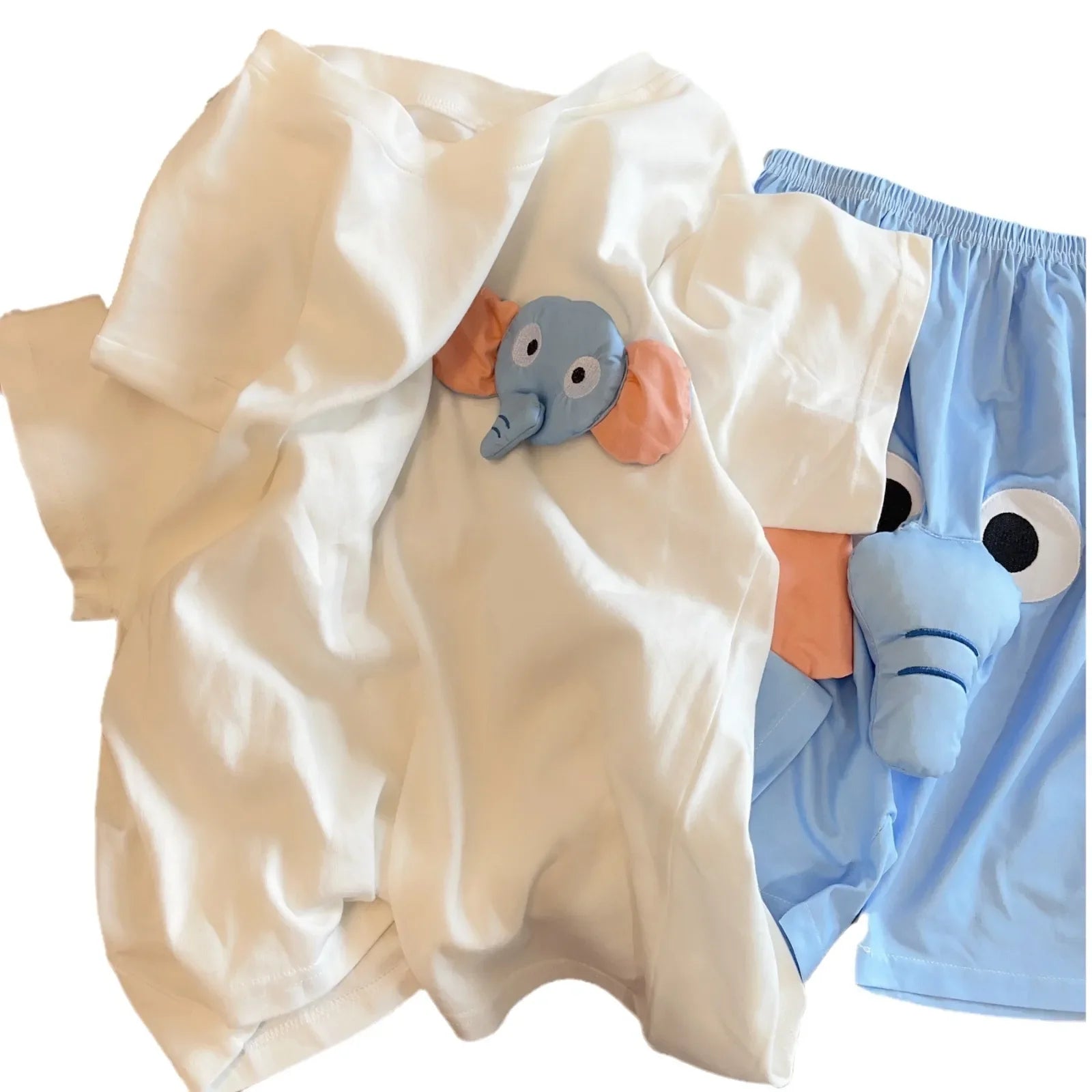 Matching Elephant Couple Pajama Set – Cute 3D Cartoon Loungewear for Lovers