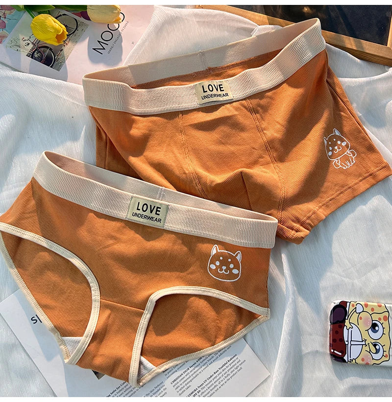 Cute Couple Underwear Set – Matching Cat Print Boxer & Briefs for Lovers