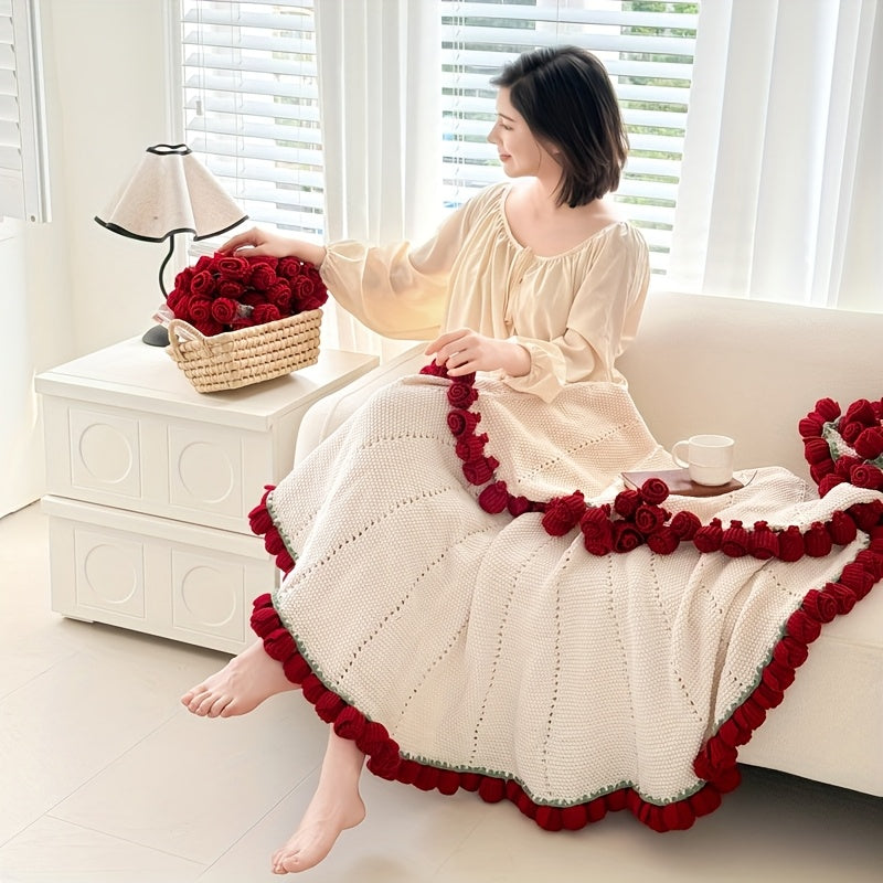 Romantic Rose Bouquet Blanket – Handmade Love Gift for Couples & Valentines