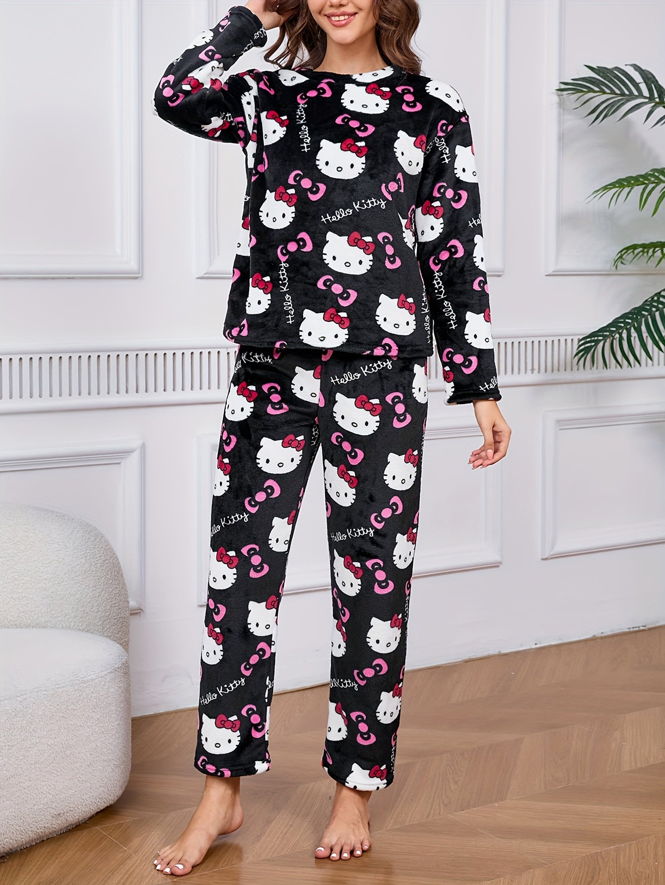 Hello Kitty Loungewear Set – Cozy Cartoon Pajamas for Women