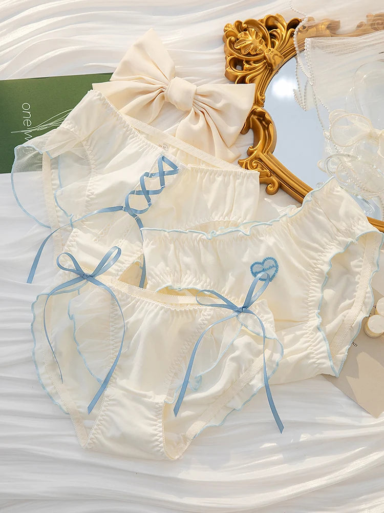 Kawaii Couple Underwear Set – Matching Heart Print Panties & Boxers with Ruffle Details