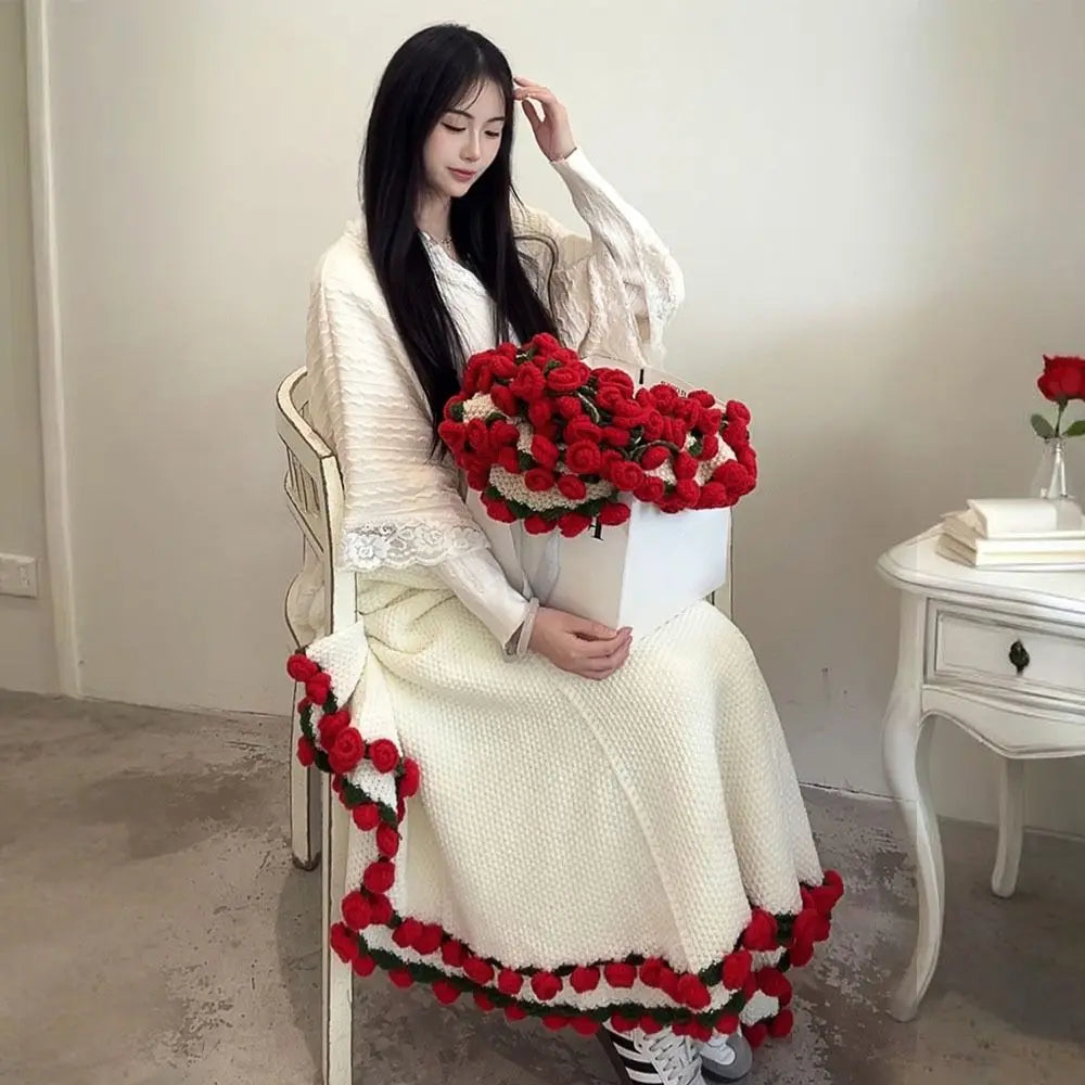 Romantic Rose Bouquet Blanket – Handmade Love Gift for Couples & Valentines