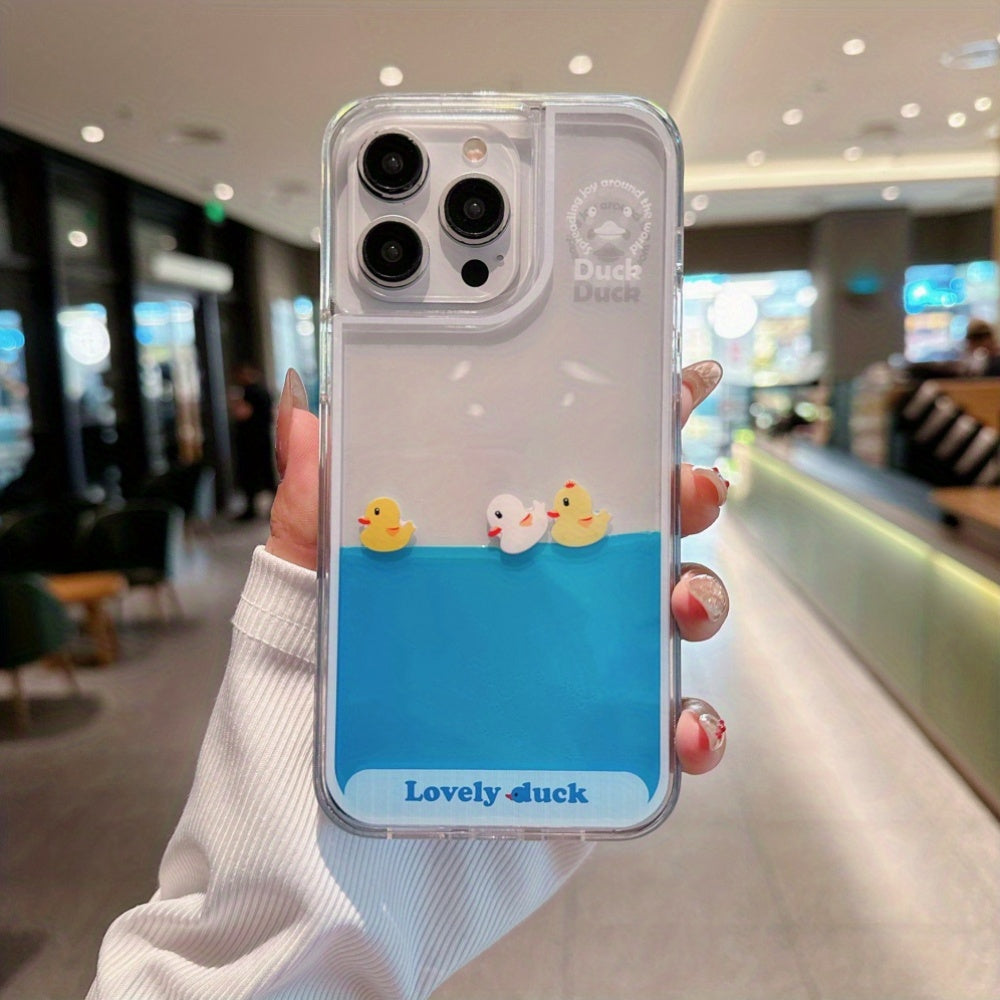 Lovely Duck Liquid Motion Phone Case – Playful 3D Design That Moves with You
