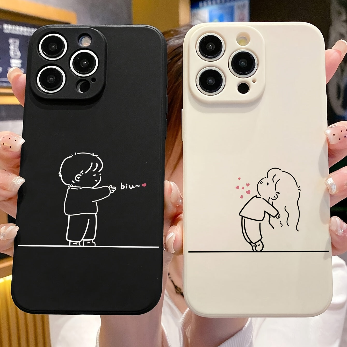 Couple Matching Phone Cases – Cute Minimalist Love Design for iPhone