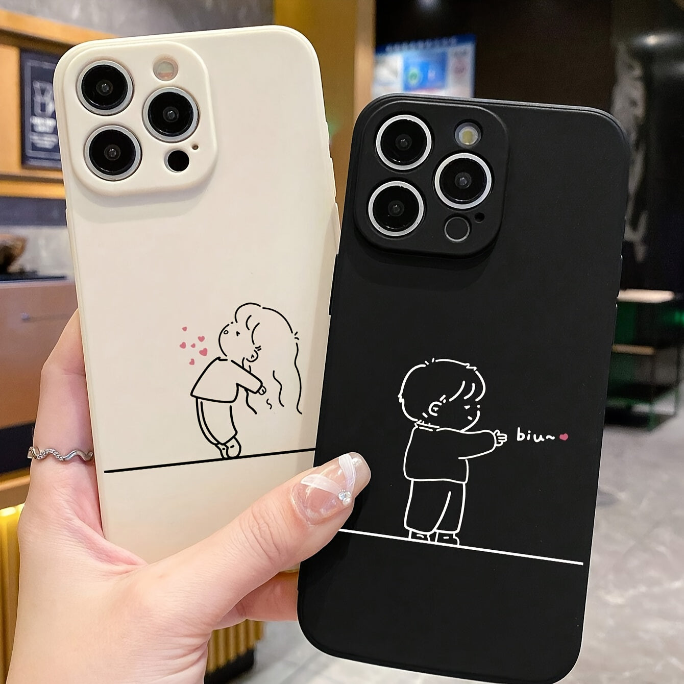 Couple Matching Phone Cases – Cute Minimalist Love Design for iPhone