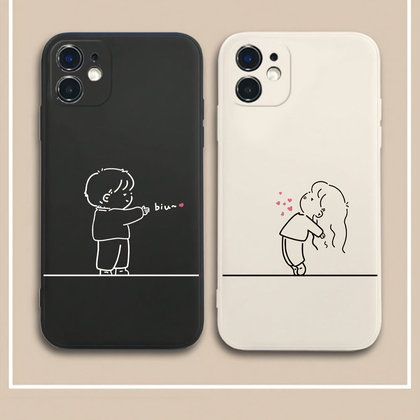 Couple Matching Phone Cases – Cute Minimalist Love Design for iPhone