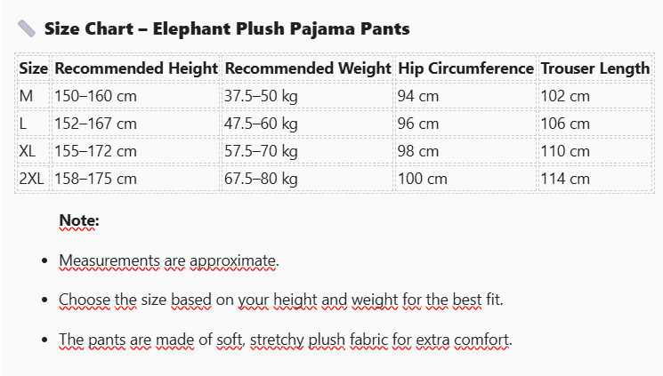 Elephant Plush Pajama Pants – Funny Animal Loungewear for Couples or Sleepovers