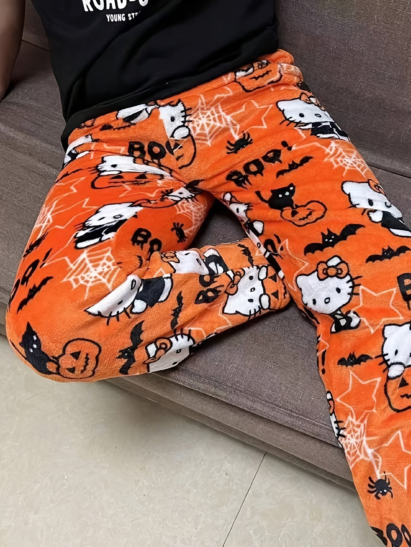 Hello Kitty Plush Pajama Pants – Cozy Cartoon Lounge Bottoms for Women&Men