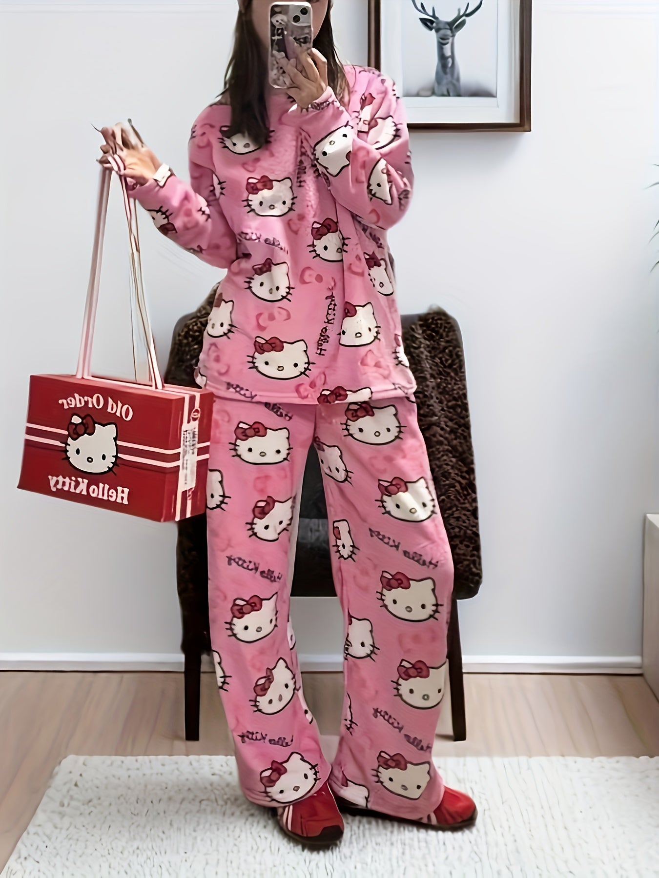 Hello Kitty Loungewear Set – Cozy Cartoon Pajamas for Women