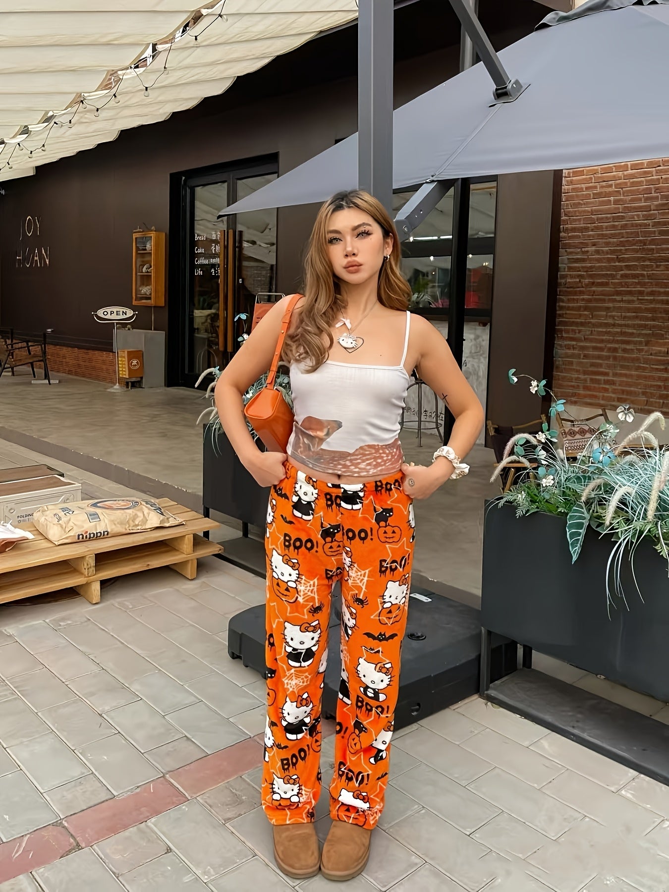 Hello Kitty Plush Pajama Pants – Cozy Cartoon Lounge Bottoms for Women&Men