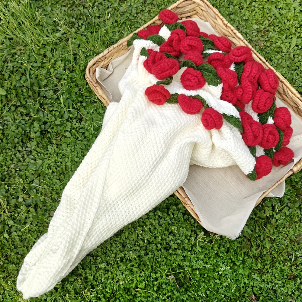 Romantic Rose Bouquet Blanket – Handmade Love Gift for Couples & Valentines