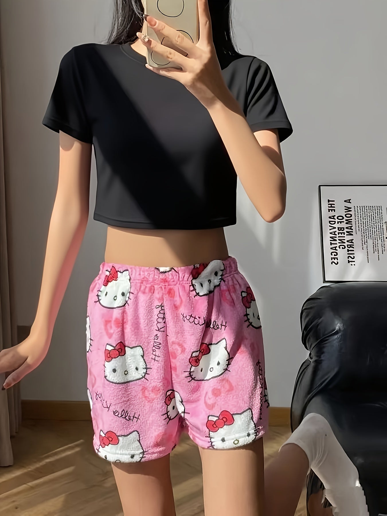 Cute Hello Kitty Plush Shorts – Perfect for Home & Relaxing