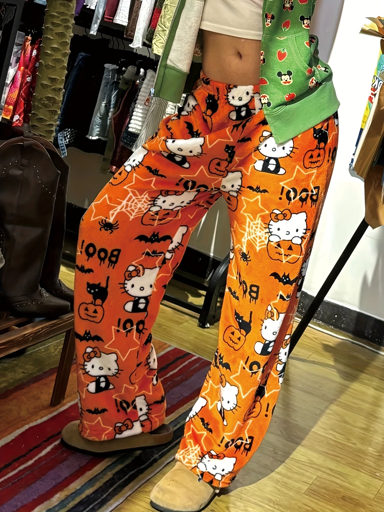 Hello Kitty Plush Pajama Pants – Cozy Cartoon Lounge Bottoms for Women&Men