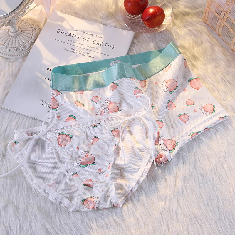 Couple Matching Underwear Set, Peach-Inspired Prints