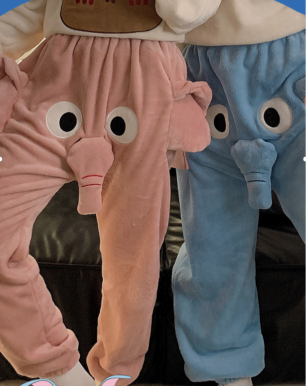 Elephant Plush Pajama Pants – Funny Animal Loungewear for Couples or Sleepovers
