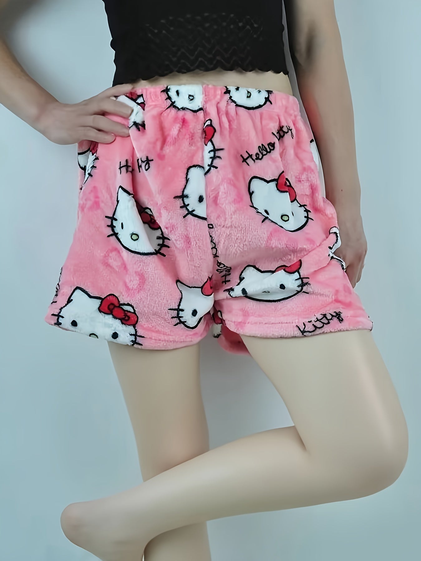 Cute Hello Kitty Plush Shorts – Perfect for Home & Relaxing