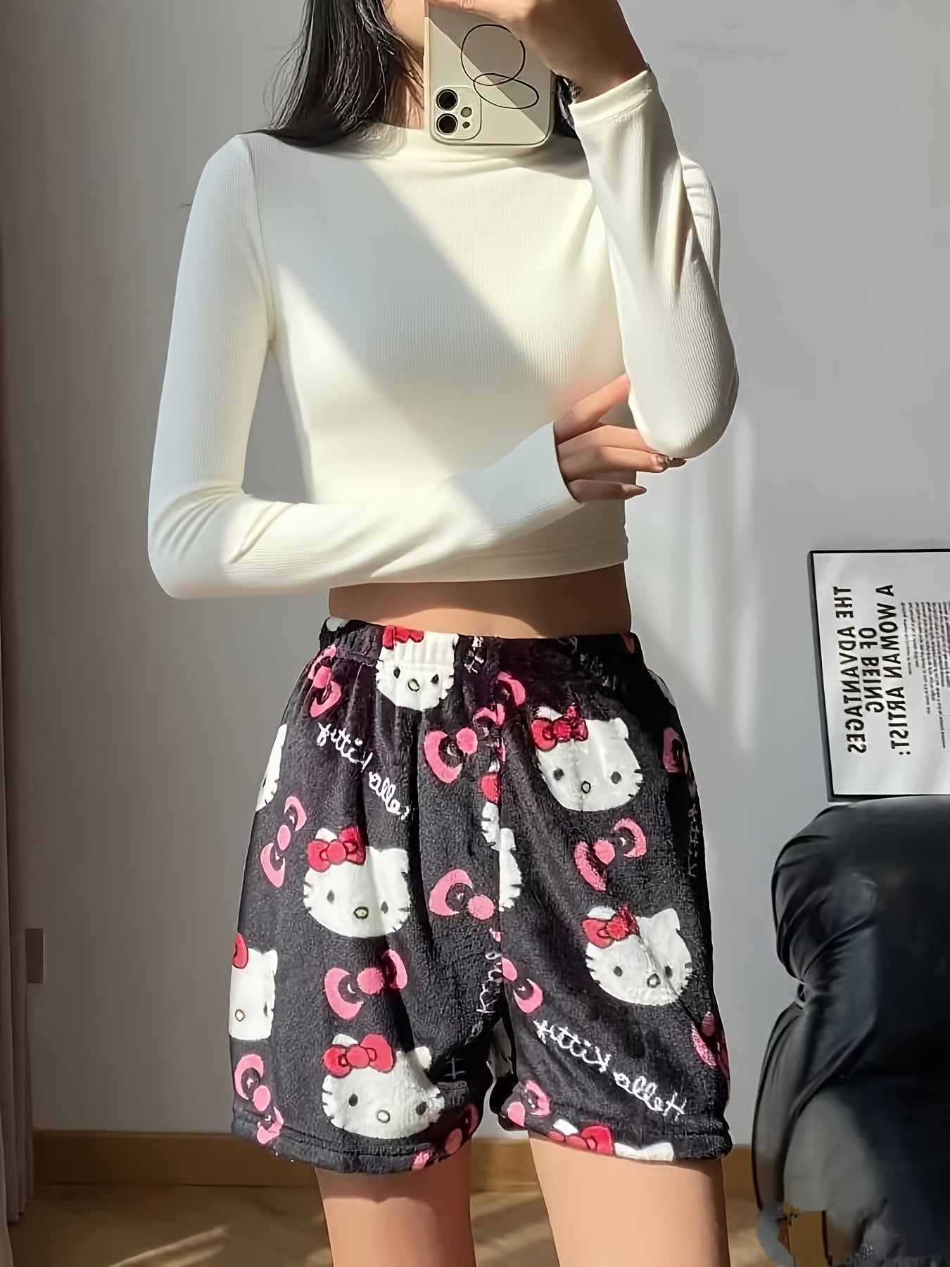 Cute Hello Kitty Plush Shorts – Perfect for Home & Relaxing