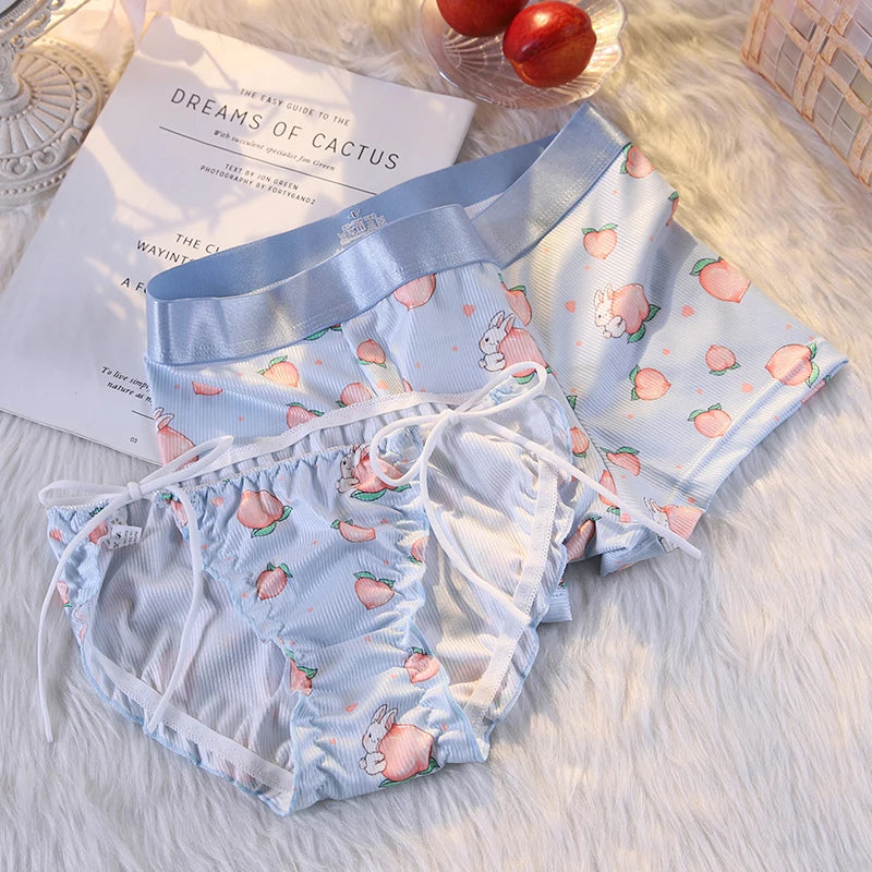 Couple Matching Underwear Set, Peach-Inspired Prints
