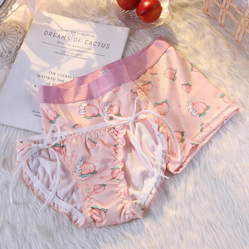 Couple Matching Underwear Set, Peach-Inspired Prints