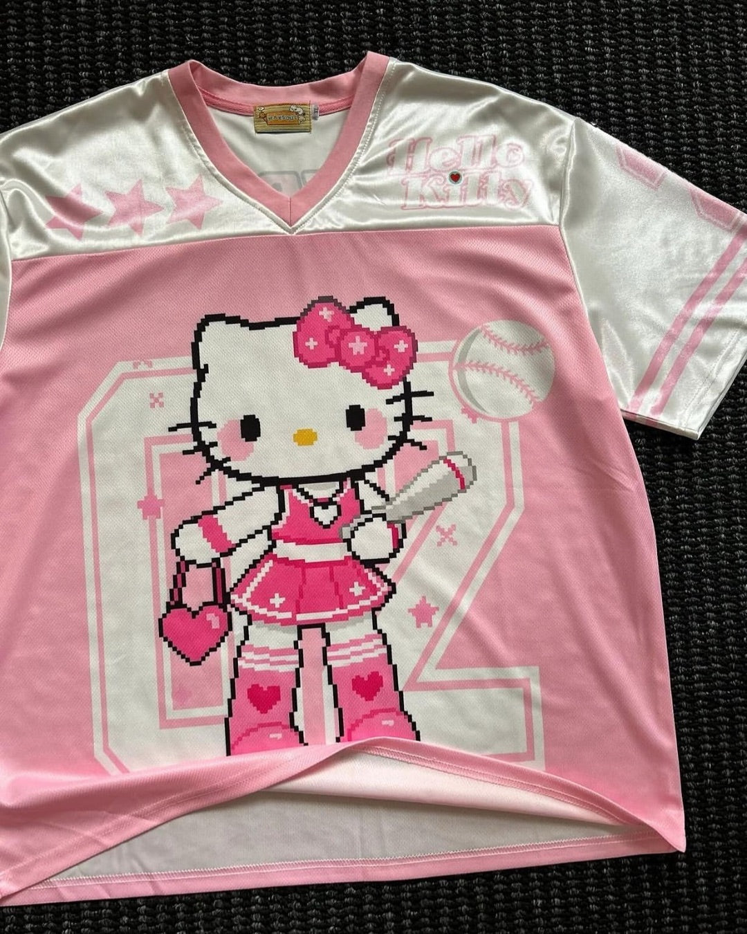 Hello Kitty Baseball Jersey – Super Girl Kawaii Sporty Top for Women&Men