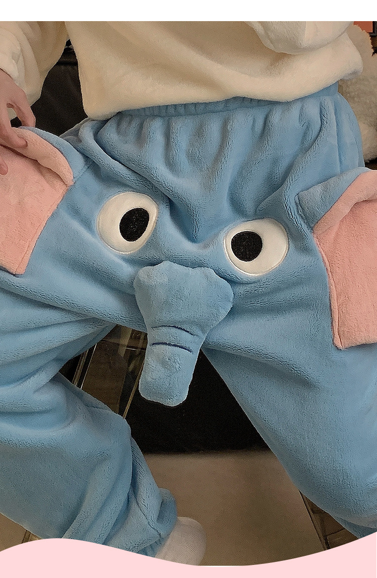 Elephant Plush Pajama Pants – Funny Animal Loungewear for Couples or Sleepovers