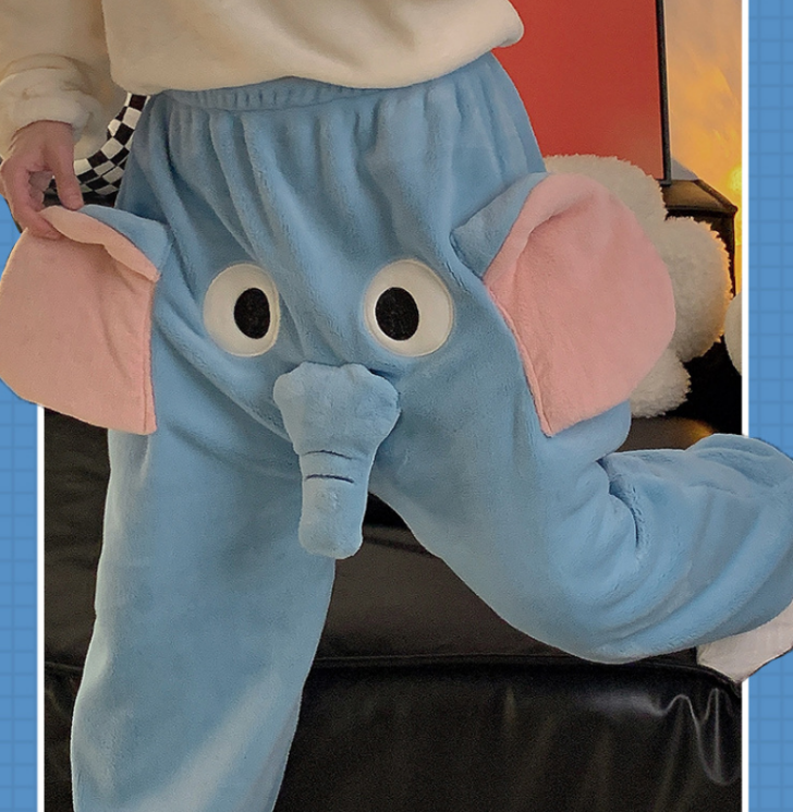 Elephant Plush Pajama Pants – Funny Animal Loungewear for Couples or Sleepovers