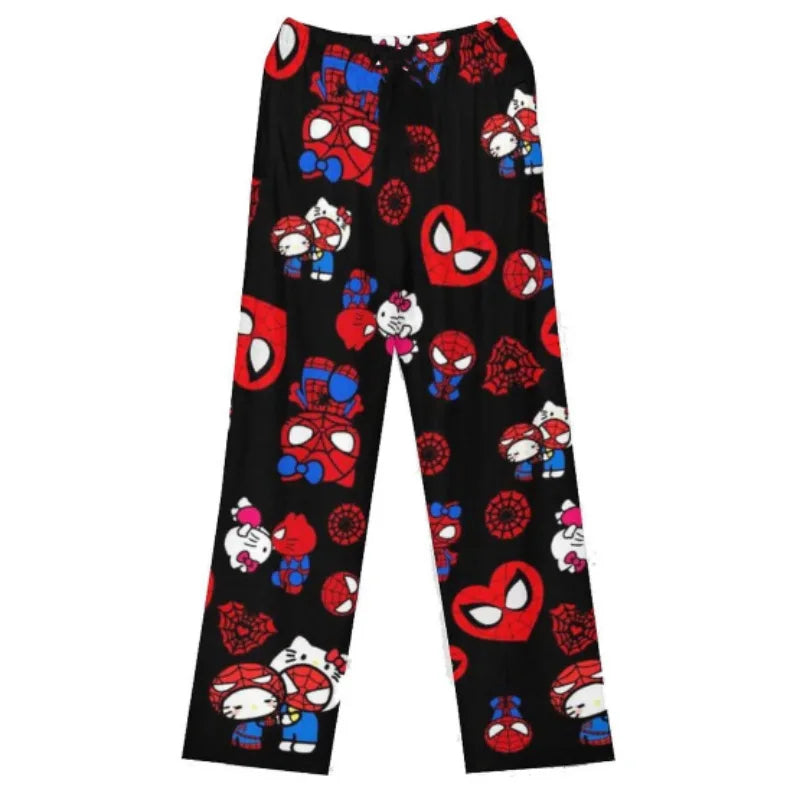 Hello Kitty Plush Pajama Pants – Cozy Cartoon Lounge Bottoms for Women&Men