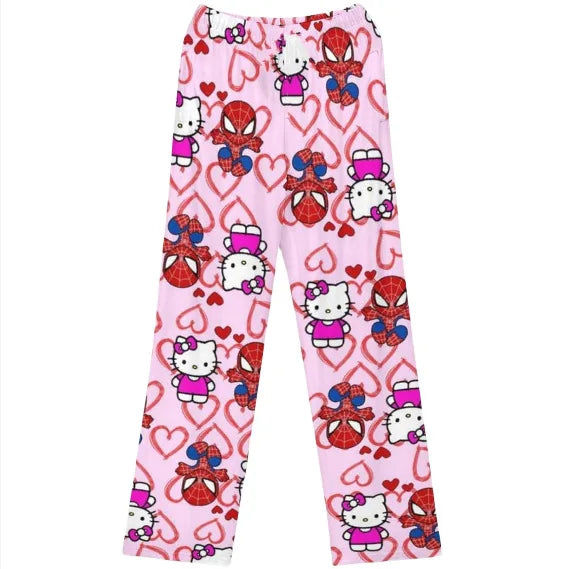 Hello Kitty Plush Pajama Pants – Cozy Cartoon Lounge Bottoms for Women&Men